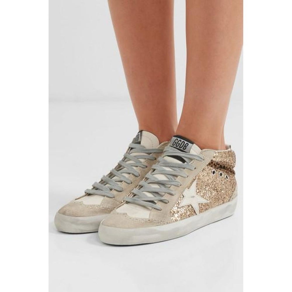 Authentic Golden Goose Mid Star Glitter Upper Maculated Print High top Sneakers - Picture 16 of 16